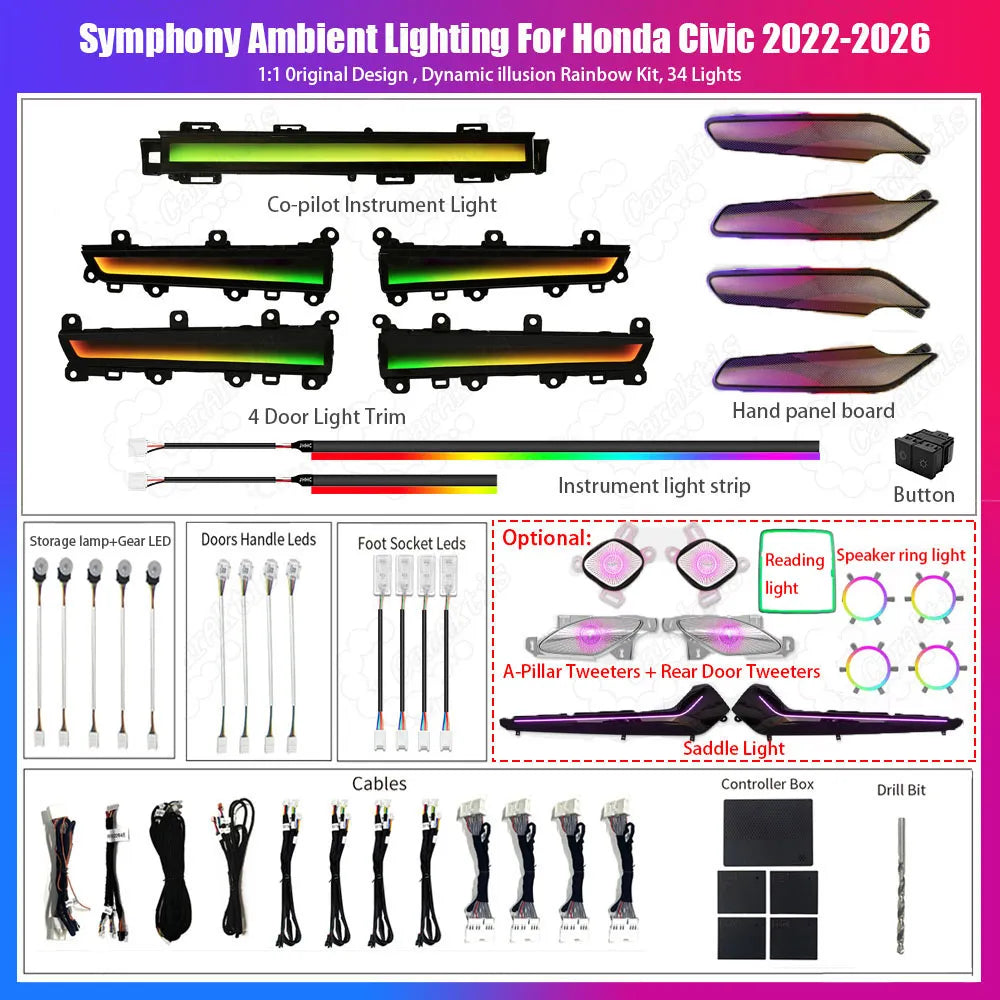 11th Civic Dynamic Ambient Light Complete Set