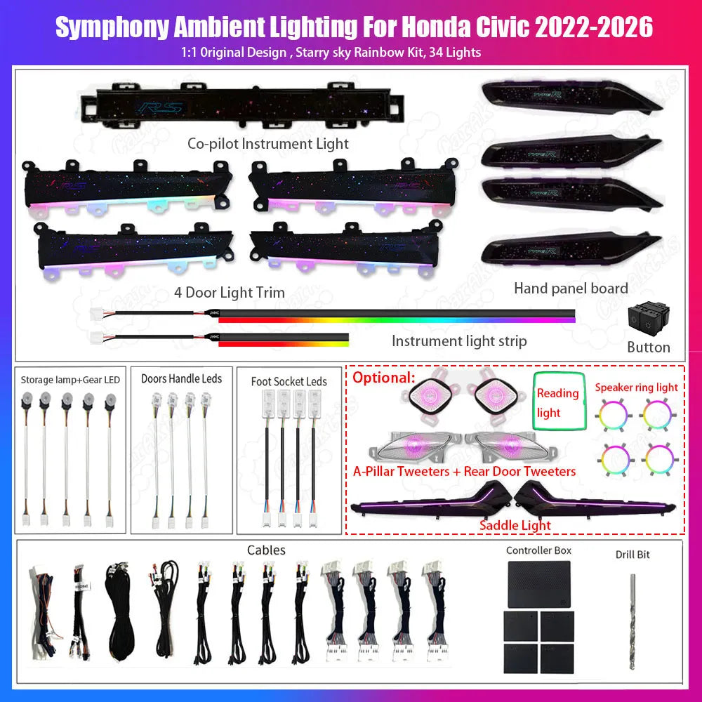 11th Civic Starry Ambient Light Complete Set