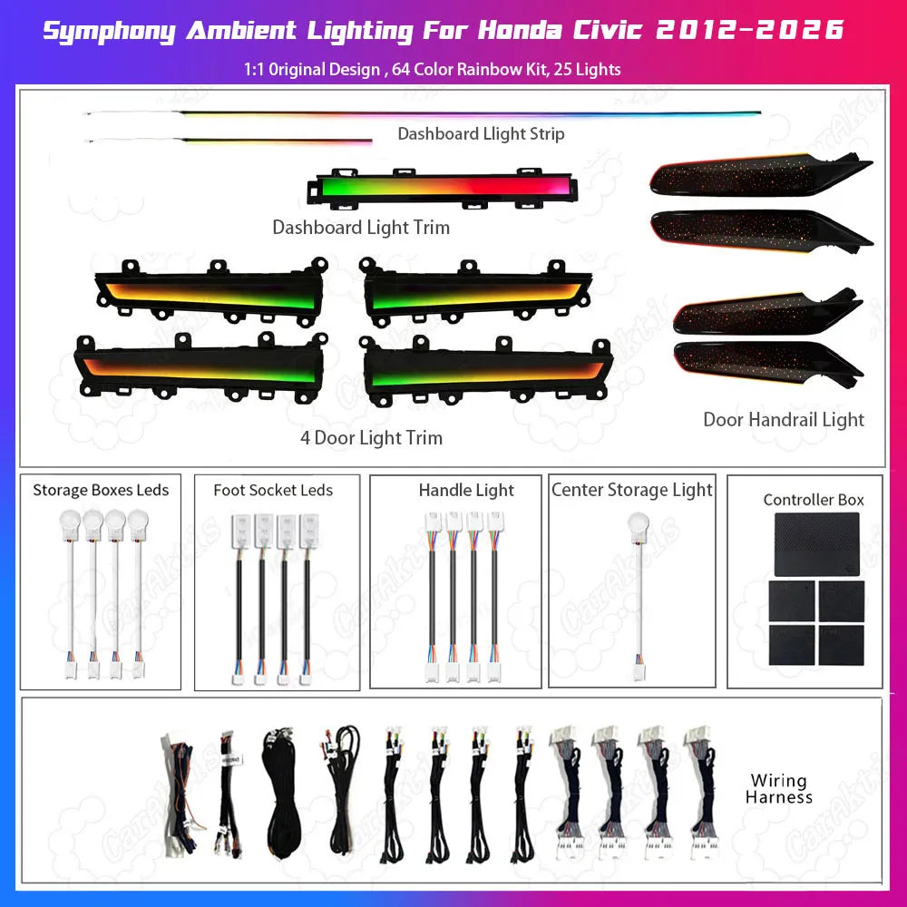 11th Gen Civic Dynamic Ambient Lighting Kit (25-Light Set)