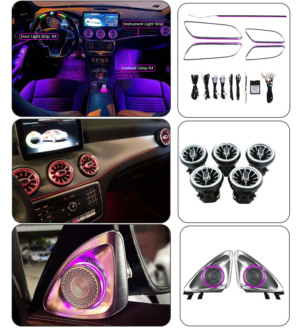 For Mercedes 2013-2019 CLA W117 W156 W176 W246 64 Colors Ambient Lights Interior Ambient Lights