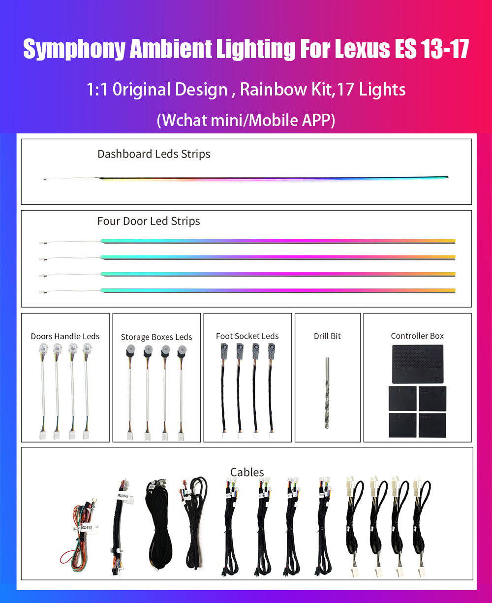 Full Set Upgrade 64 Colors Symphony Led Car Interior Ambient Light for Lexus ES 2013-2017 Atmosphere Strip Accessories
