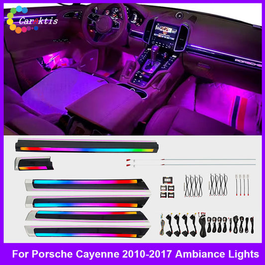 64 Color Ambient Light LED Trim Panel for Porsche Cayenne 2010-2017 Decorative Accessories Interior Atmosphere Light