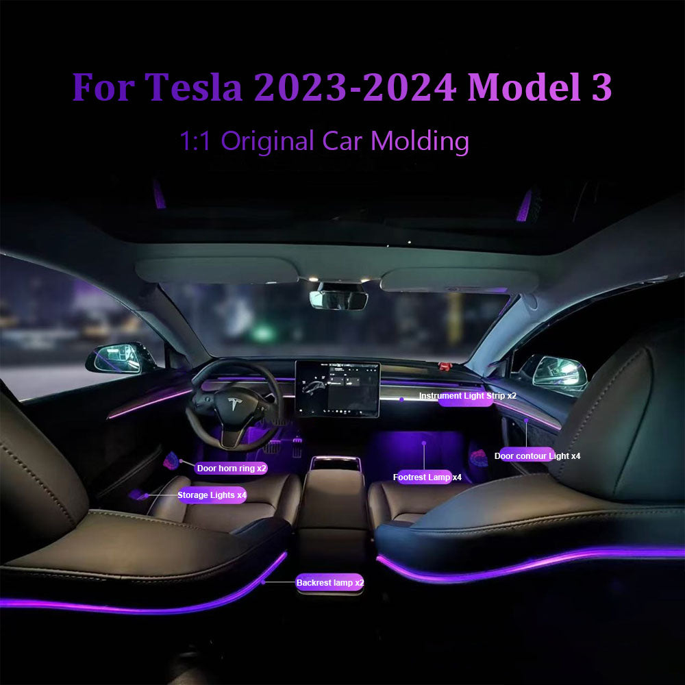 CarAktis Interior Accessories Symphony Ambient Lighting Kit For Tesla Model 3 2023-2024