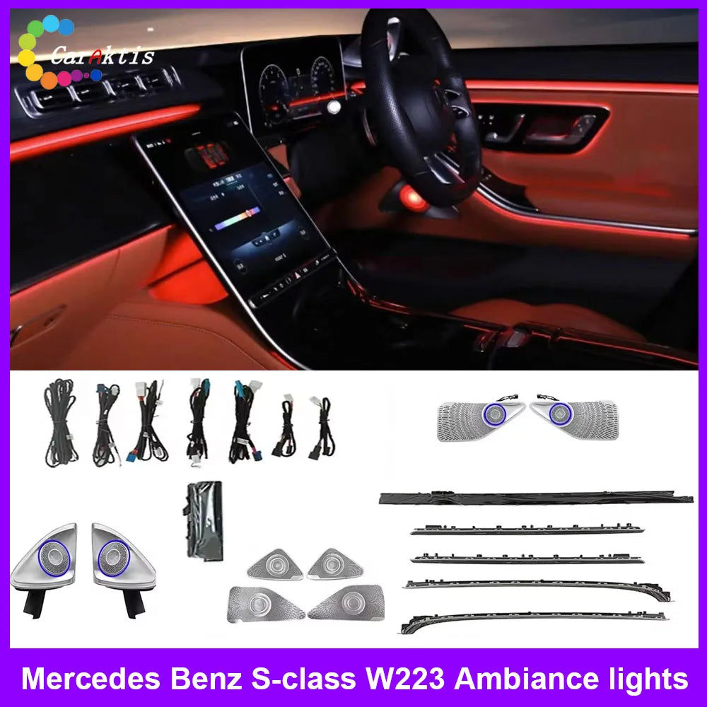 64 Colors LED For Mercedes-Benz S-class W223 2021-2024 S400 S450L S480 S500 S580 Ambient Light