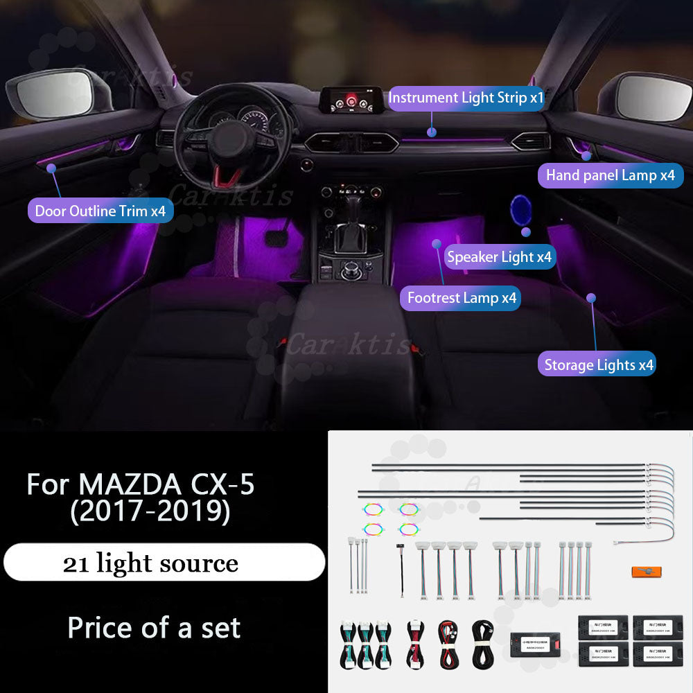 CarAkits Symphony 64 Colors Dynamic LED Ambient Light For MAZDA CX-5 2017-2025 Dedicated Strip Light