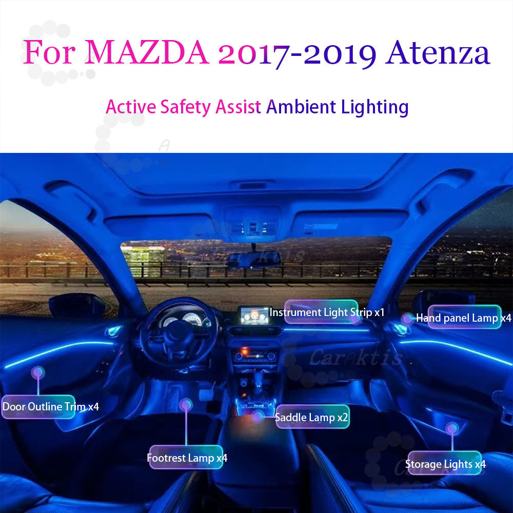 CarAkits Colorful Ambient Lighting Upgrade Kit For MAZDA Atenza 2017-2019 Interior LED Ambient Light