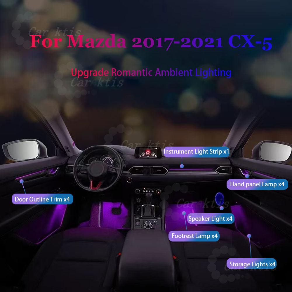 CarAkits Symphony 64 Colors Dynamic LED Ambient Light For MAZDA CX-5 2017-2025 Dedicated Strip Light