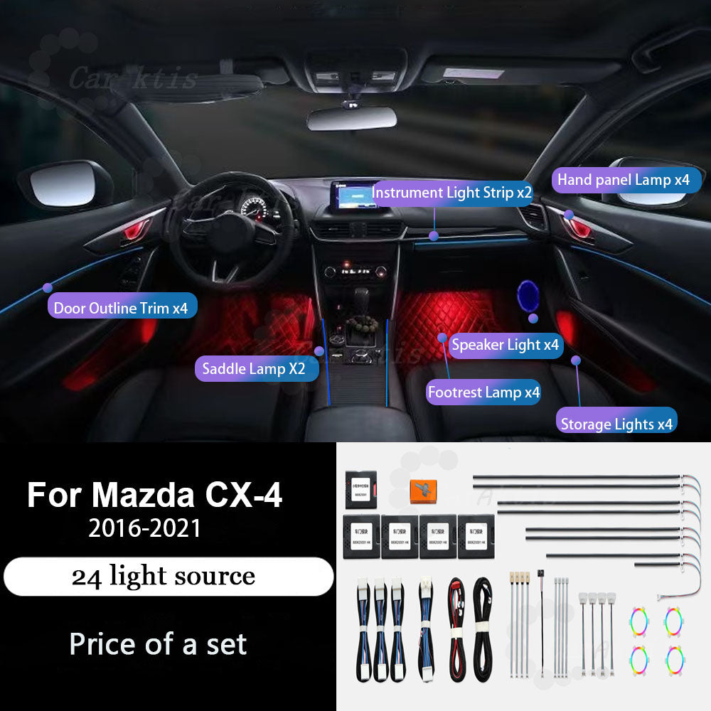 CarAkits Car Interior LED Ambient Light For MAZDA CX-4 2016-2021 Dynamic Lighting Strips Decoration