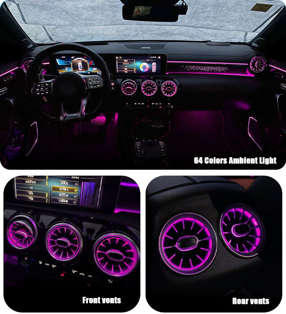CarAkits 64 Colors LED Ambient Light For Mercedes-Benz W177 W118 W247 A/B/CLA 2020-2024 Automotive Interior Decoration