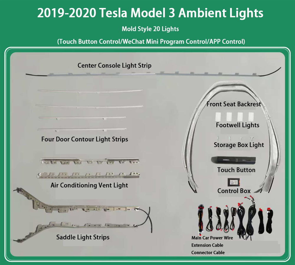 CarAktis LED Symphony Ambient Lighting Kit For Tesla Model 3 2019-2020 Interior Light Accessories