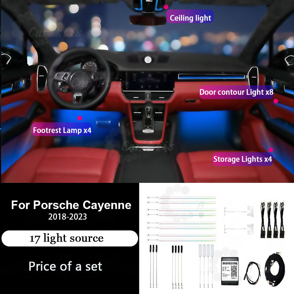 CarAkits Ambient Lighting LED Trim Panel For Porsche Cayenne 2018-2023 Interior Environment Atmosphere Light