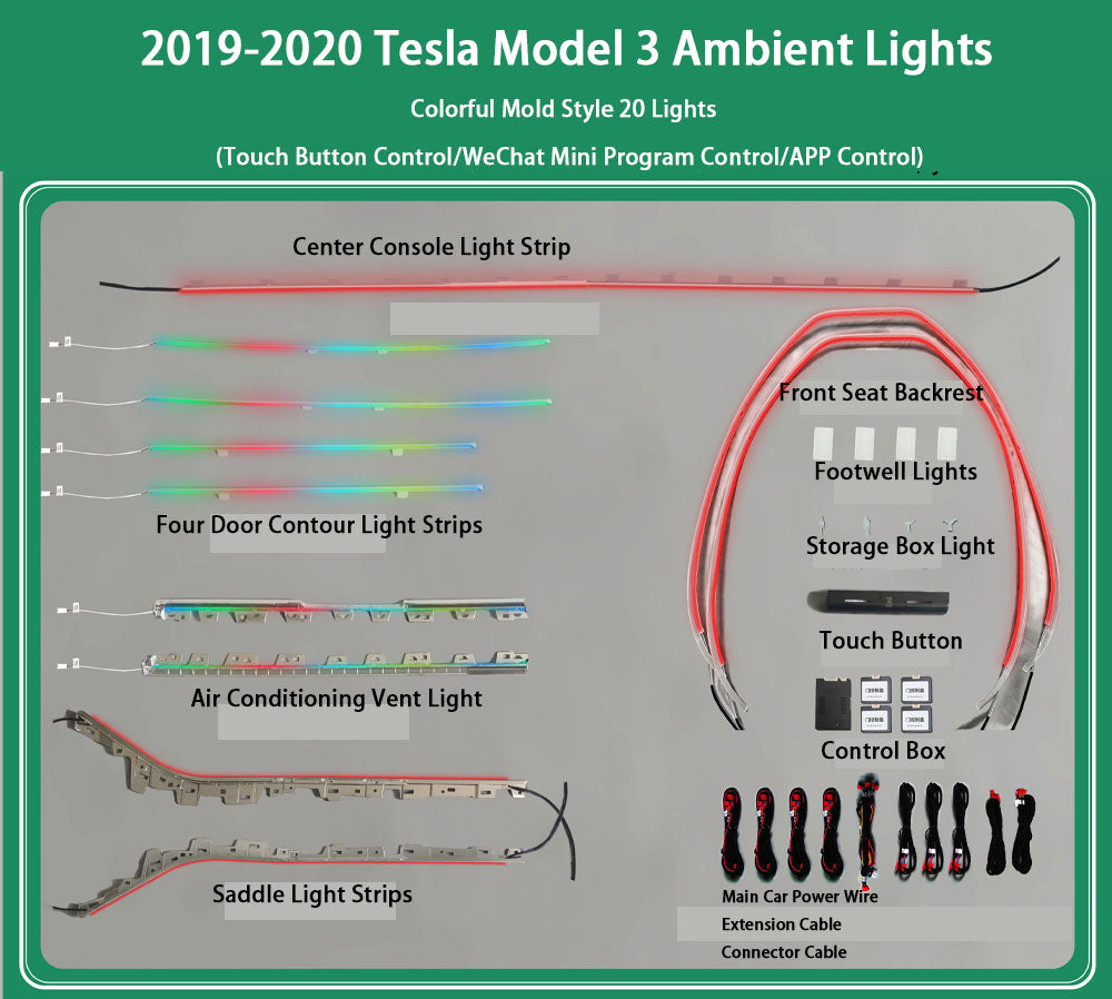 CarAktis LED Symphony Ambient Lighting Kit For Tesla Model 3 2019-2020 Interior Light Accessories