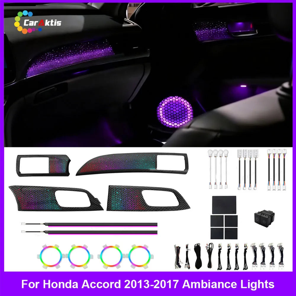 Honda Accord (2013-2017) 9th Gen Active Ambient Lighting Kit - 1:1 OEM Replacement, APP Control & Dynamic Sync