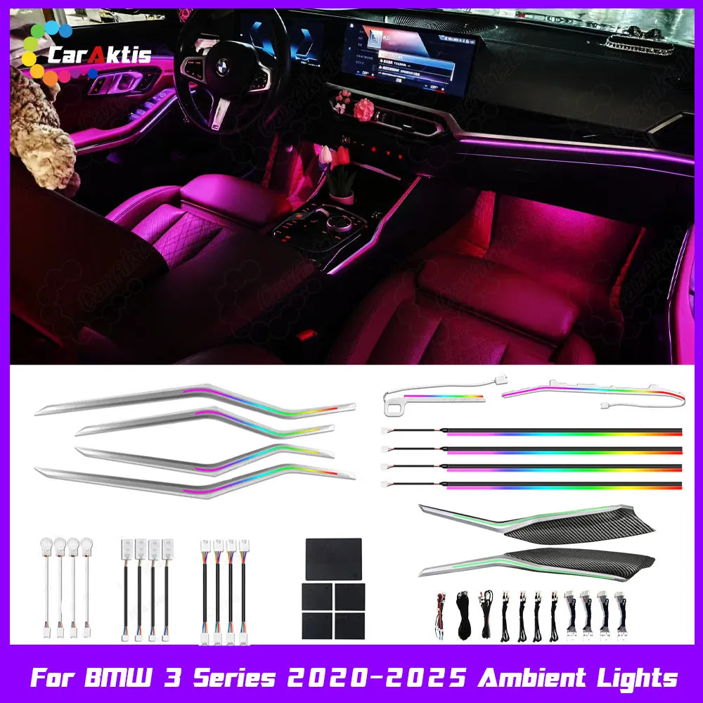 64 Colors LED Car Interior Ambient Lighting For BMW 3 Series G20 G21 G28 2020-2025 Atmosphere Strip Accessories Upgrade