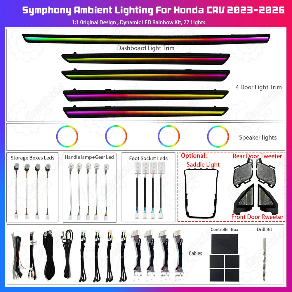 For Honda CRV 2023-2026 Active Dynamic Atmosphere Light Interior Trim Set Atmosphere Ambient Light Car Ambient Light Kit