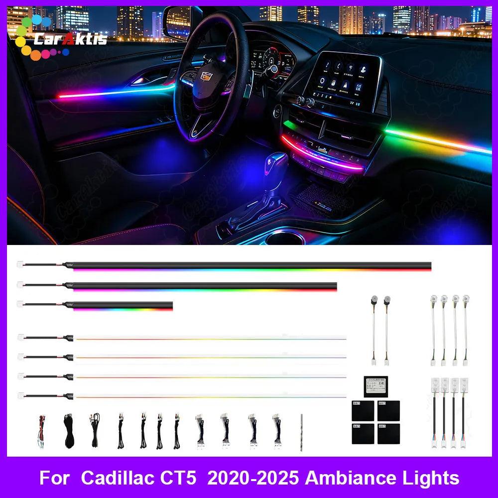 Cadillac CT4 2020–2025 Interior Ambient Lighting Upgrade – Dynamic 64-Color Rainbow Symphony Kit
