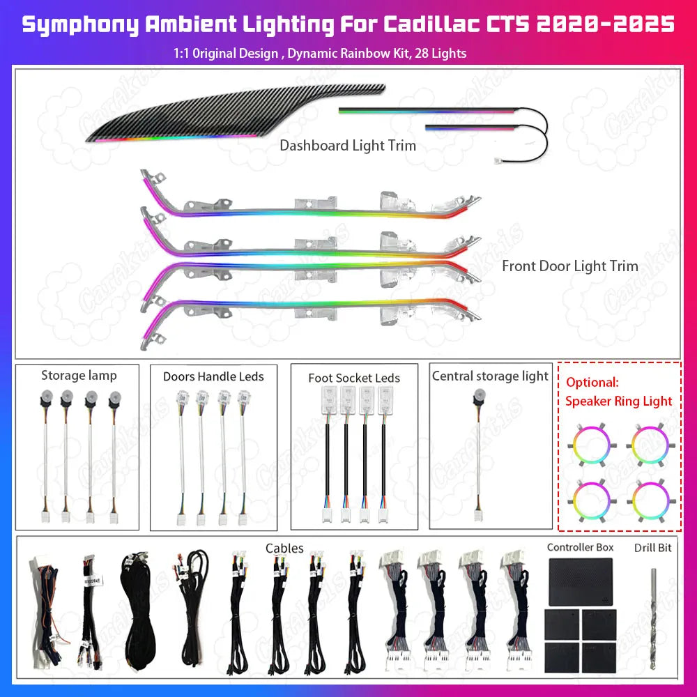 Dynamic Ambient Lighting Kit for Cadillac CT5 2020–2025 – Rainbow Symphony Design