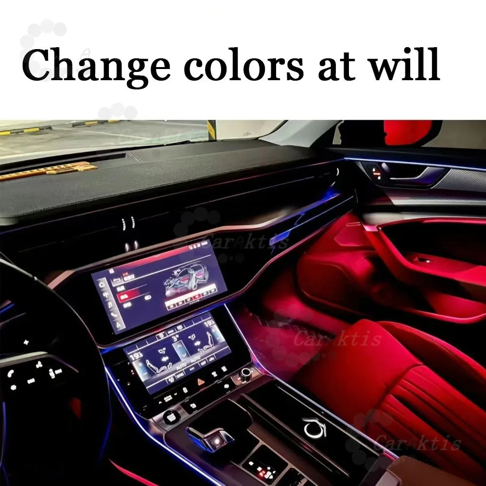 CarAkits 64 Colors Dynamic Ambient Light For Audi A6L C7 2019-2024 Illuminated Automotive Interior Decoration