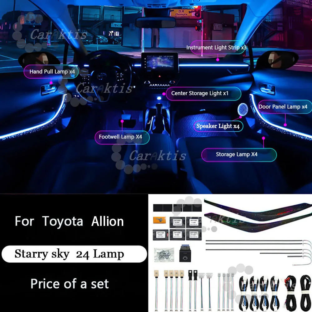 CarAktis 64 Colors LED Safety assistance Systems Ambient Light For Toyota Allion 2019-2023 Interior Dynamic Lighting
