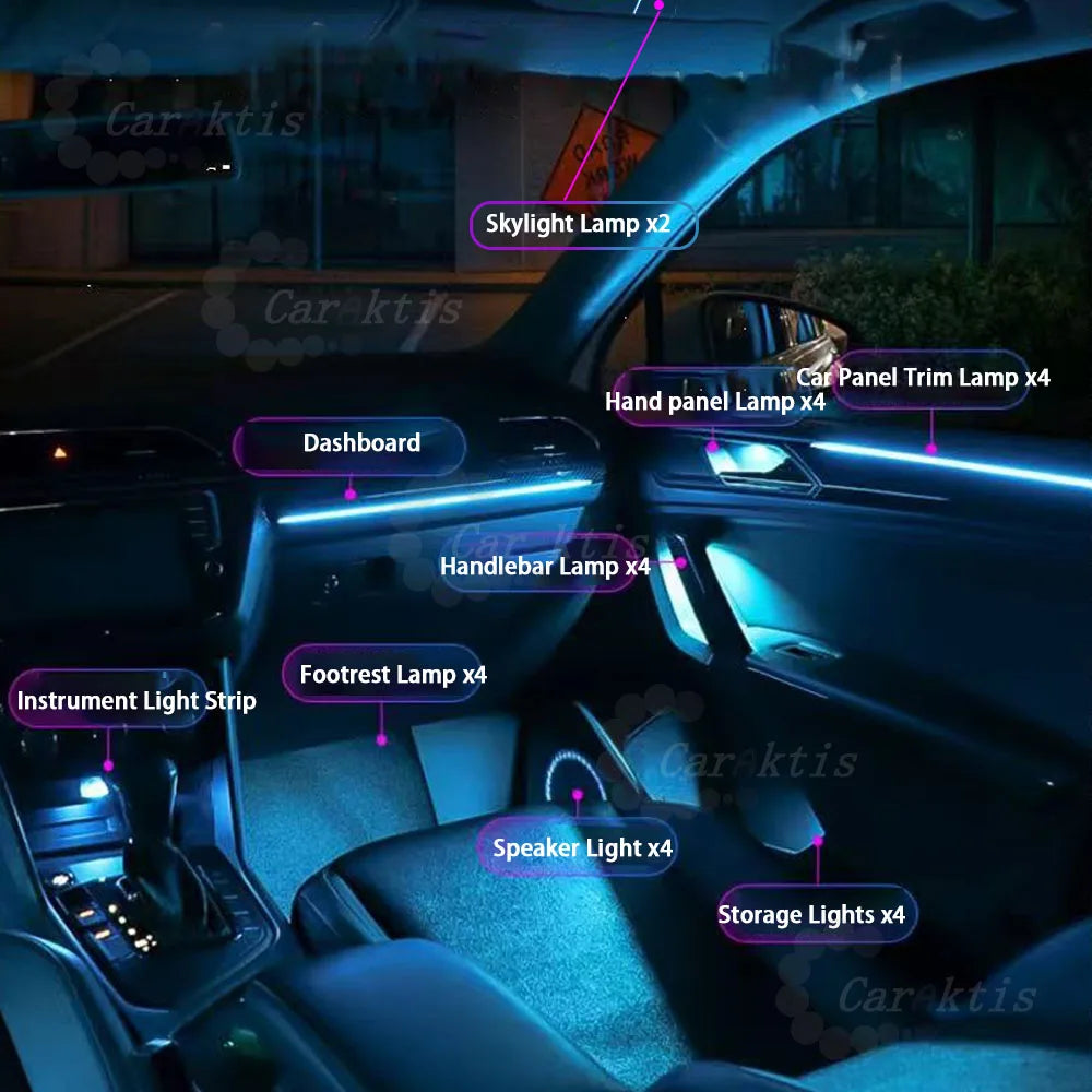 CarAkits LED Ambient Light Kit For Volkswagen Tiguan L 2017-2021 Interior Lighting Upgrade Accessories