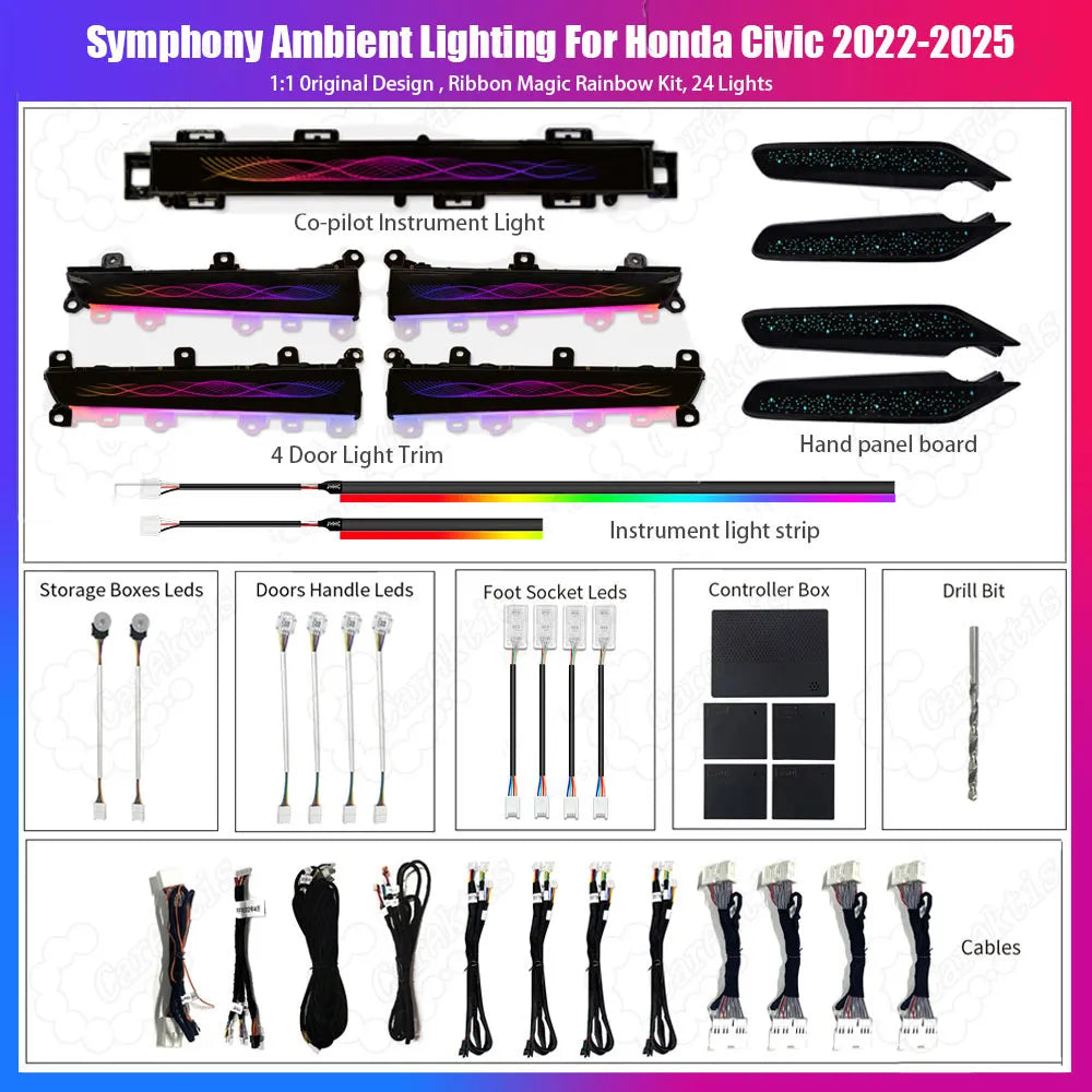 CarAktis For Honda Civic 2022-2025 11th LED Flash illuminate Ambient Light Atmosphere Interior Lamp