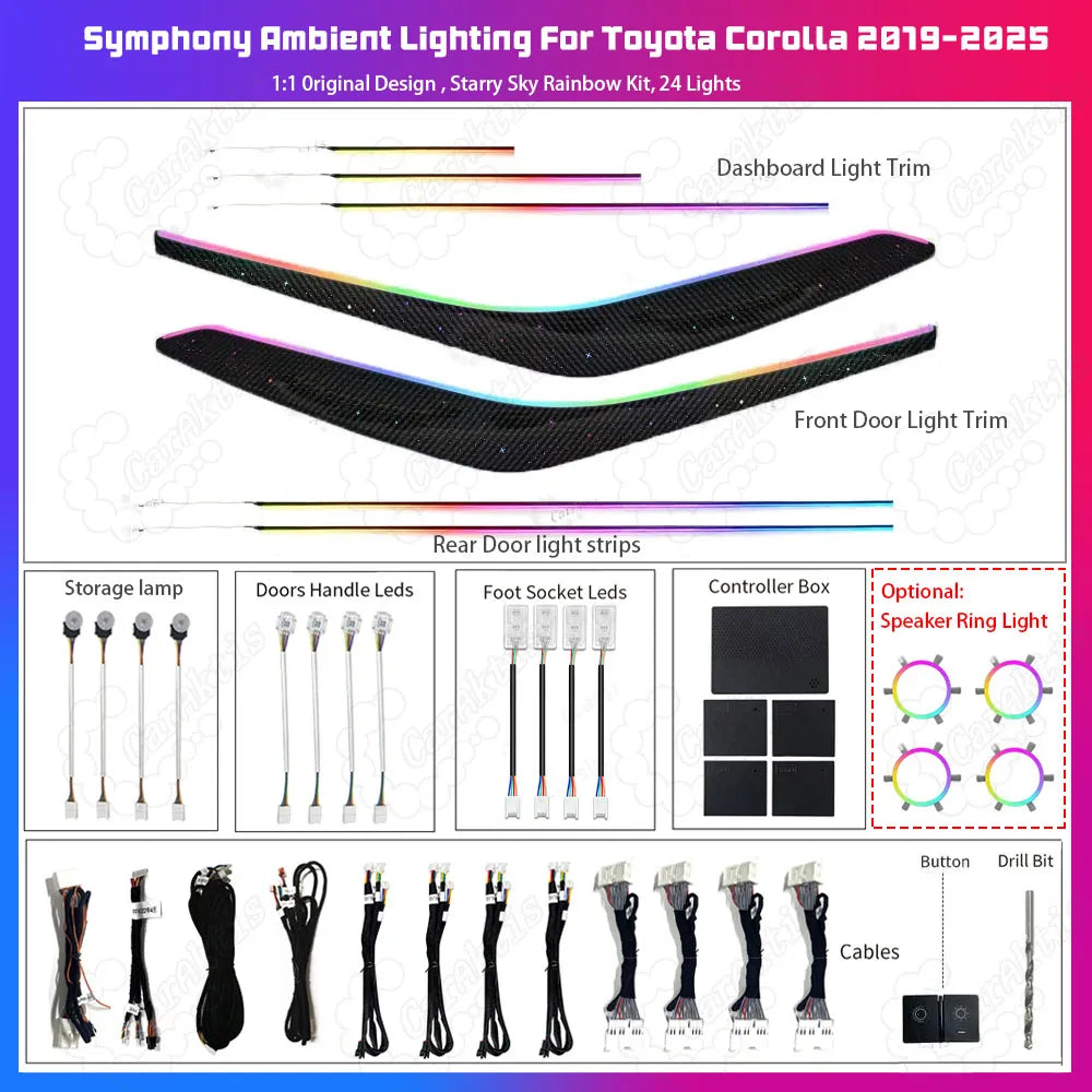 CarAkits Symphony LED Ambient Light For Toyota Corolla Cross 2019-2025 Dynamic Atmosphere Strip Accessories