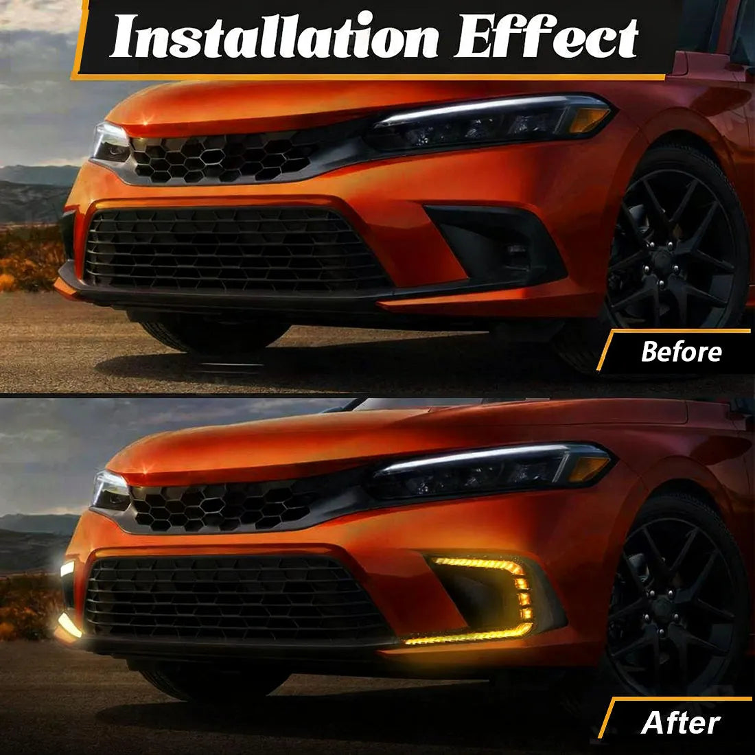 Honda Civic (2021-2024) LED Front DRL & Rear Bumper Reflector Light Set