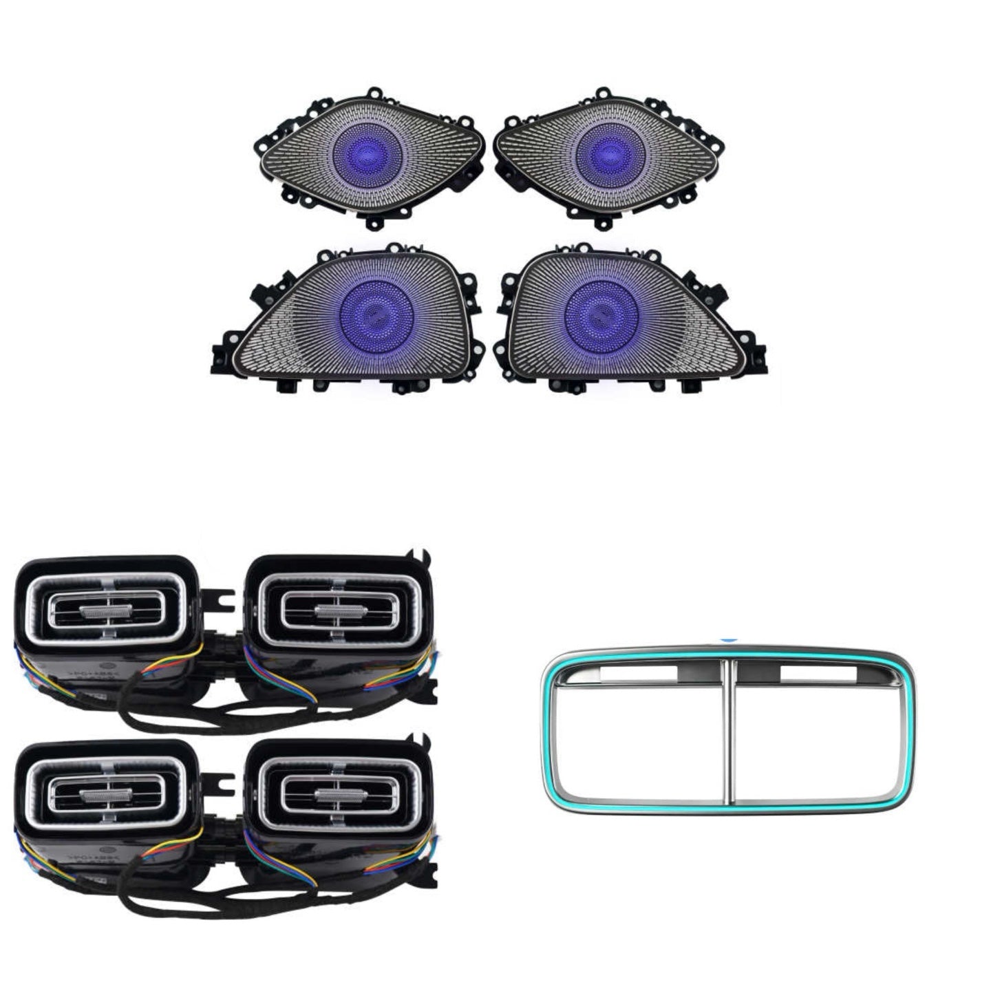 Full Set for 2020-2025 Mercedes-Benz GLE/GLS W167 X167 LED Ambient Light Rotary Tweeter Luminous Turbine Vent Car Door Speaker Cover