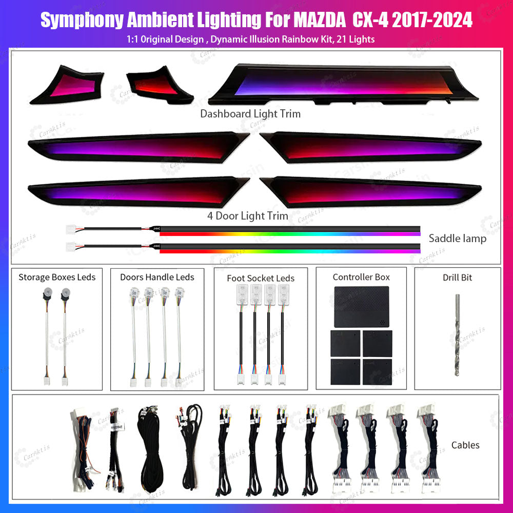 CarAktis Symphony Interior Ambient Lighting for Mazda CX-5 2016-2025 | Custom LED App Control Acrylic Light Strips