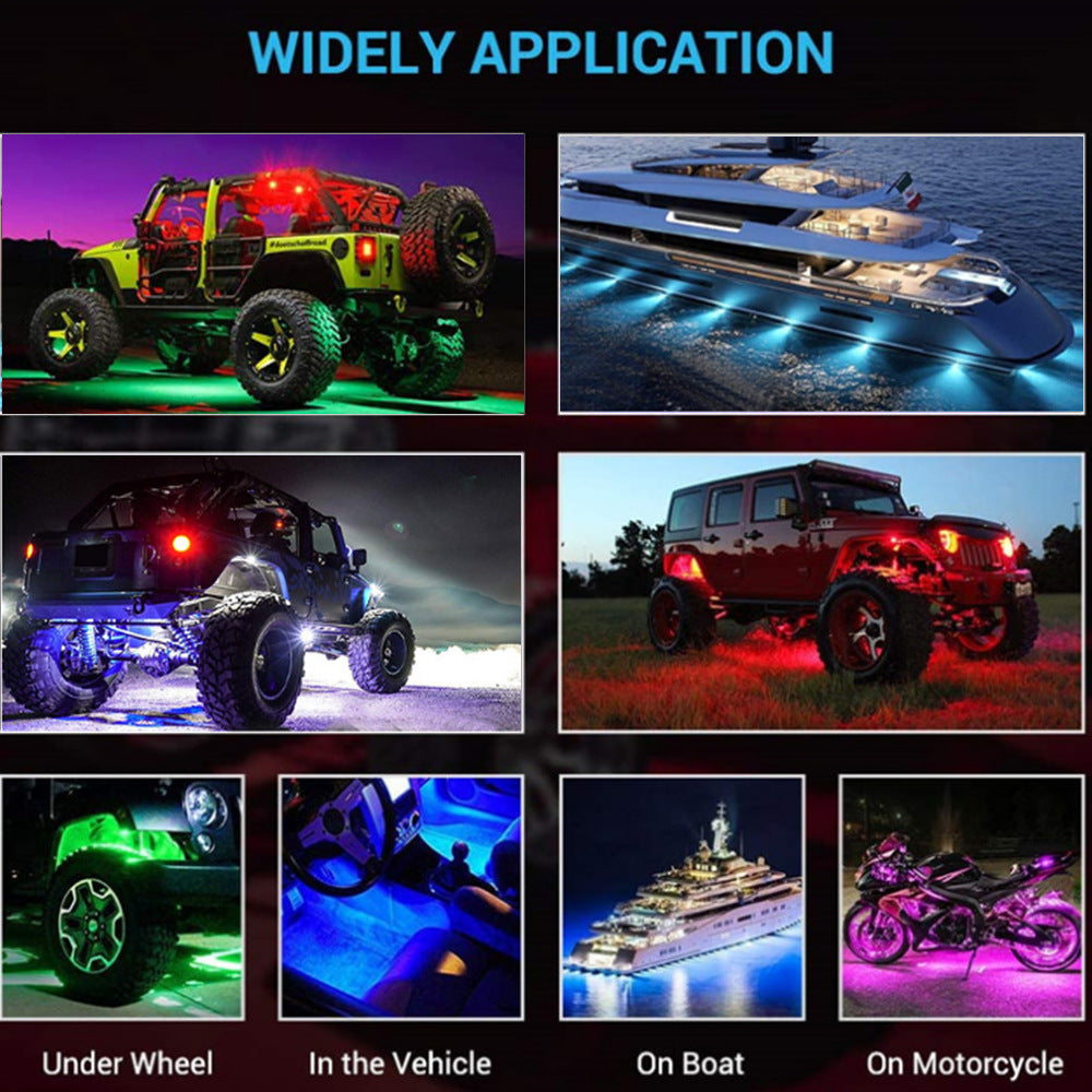 Car Underglow Flexible Strip LED Remote /APP Control RGB LED Strip Under Automobile Chassis Tube Underbody System Neon Light