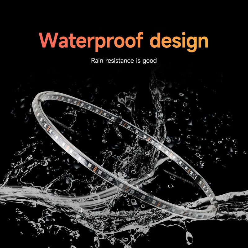 Symphony LED Car Hub Lamp Double Sided APP Waterproof Neon Wheel Ring 12V Auto Decorative Atmosphere Light