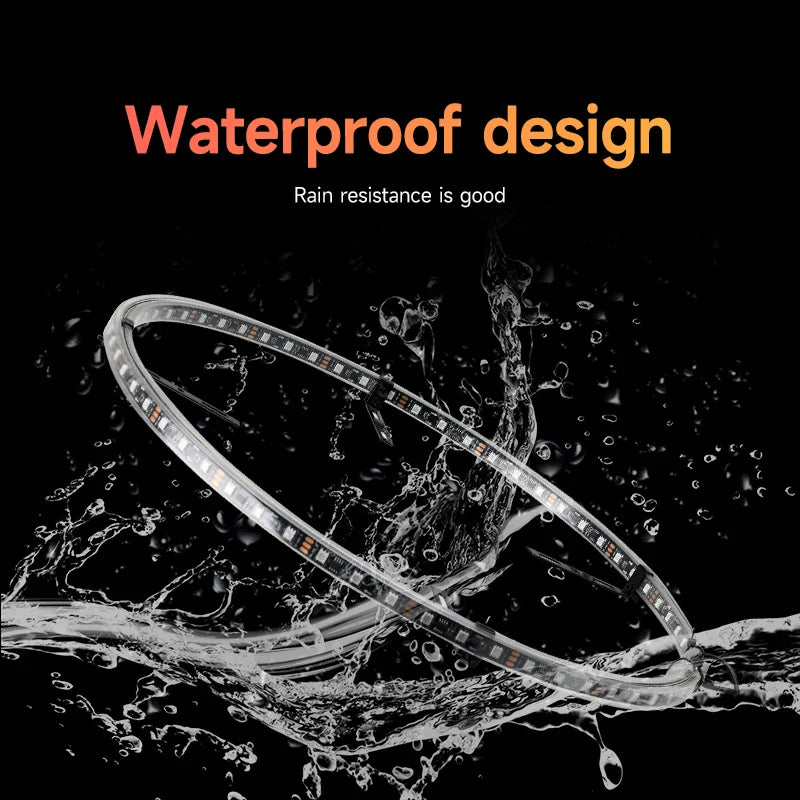 Symphony LED Car Hub Lamp Double Sided APP Waterproof Neon Wheel Ring 12V Auto Decorative Atmosphere Light