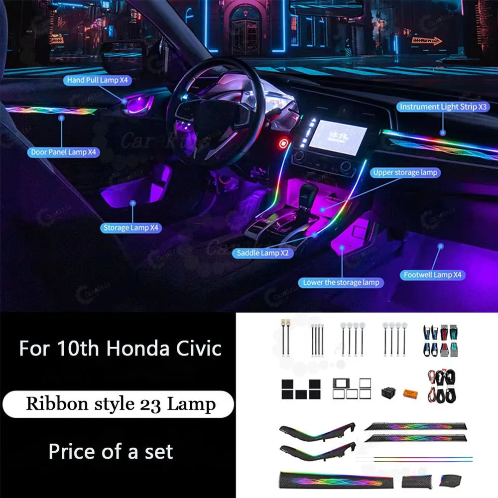 CarAkits LED Safety assistance systems Ambient Light For Honda Civic 2016-2021 Interior Decoration
