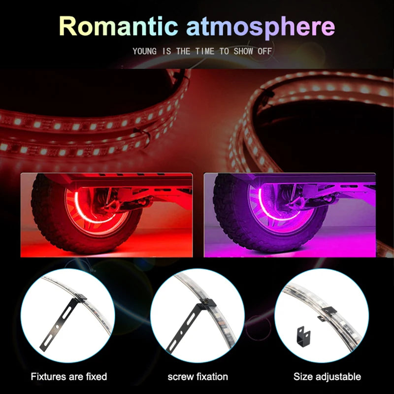 Symphony LED Car Hub Lamp Double Sided APP Waterproof Neon Wheel Ring 12V Auto Decorative Atmosphere Light