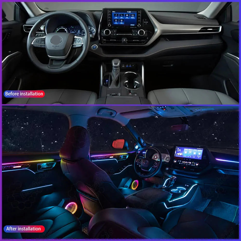 LED Atmosphere Light For Toyota Highlander 2022-2026 Dynamic Ambient Lighting 64 Colors