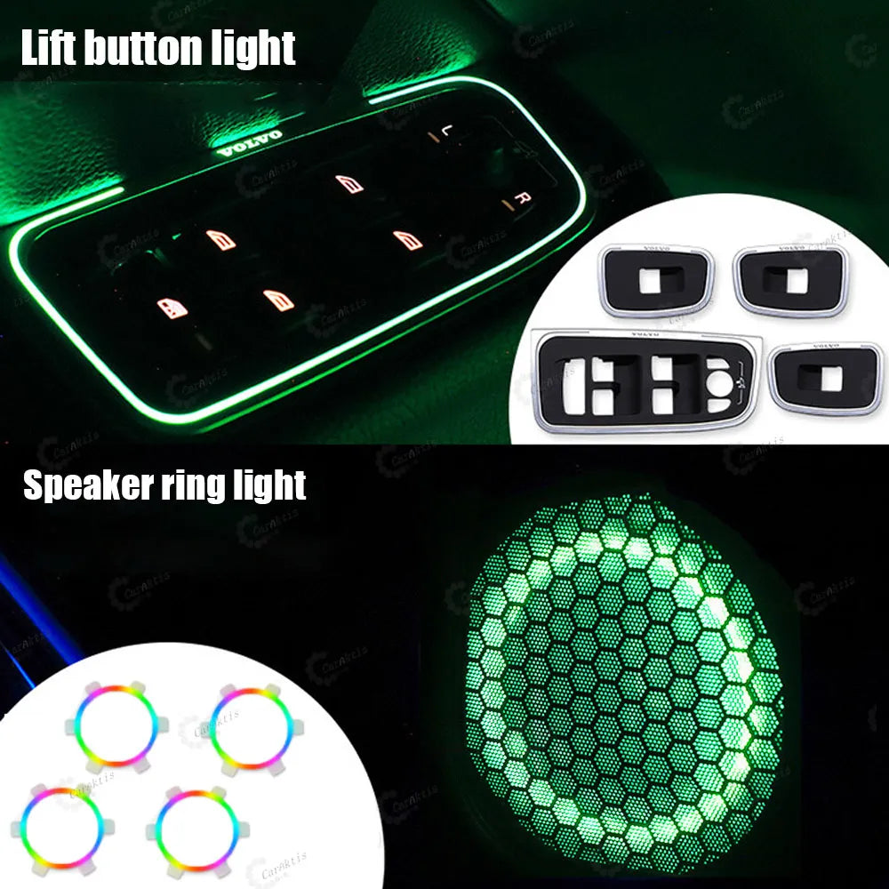 CarAkits LED Ambient Light For Volvo XC60 2018-2024 Dynamic Lighting Automotive Interior Decoration 64 Color