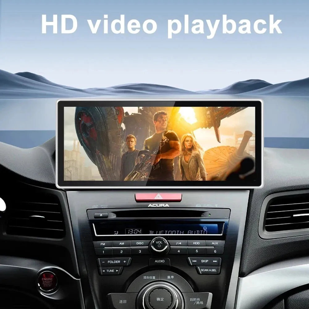 HD video playback on 12.3-inch car multimedia head unit in Acura dashboard.
