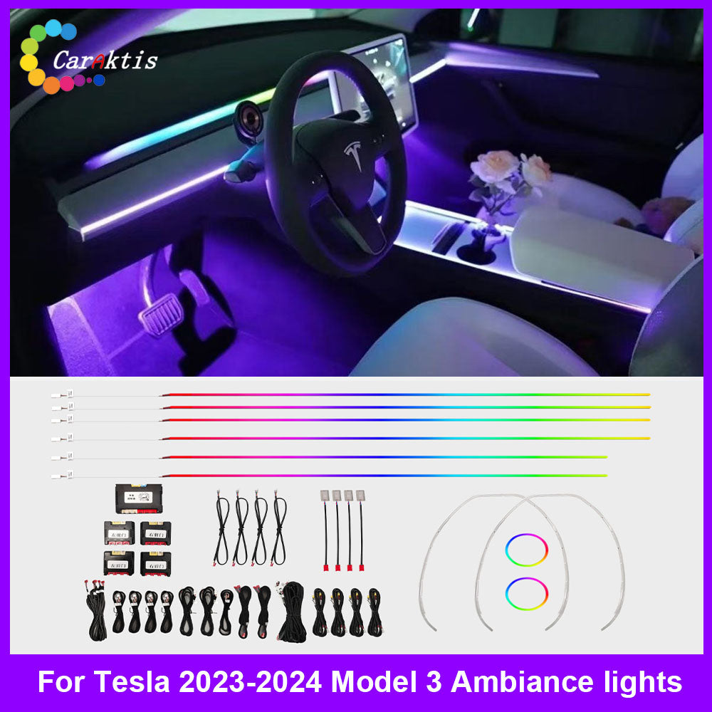 CarAktis Interior Accessories Symphony Ambient Lighting Kit For Tesla Model 3 2023-2024
