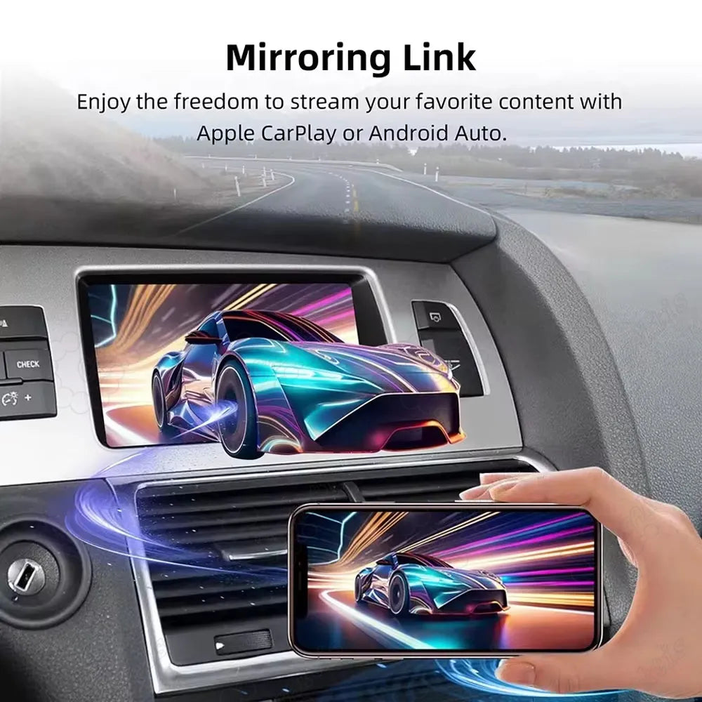 Smartphone screen mirroring link for Audi Q7 2010-2015, streaming mobile content to car display.