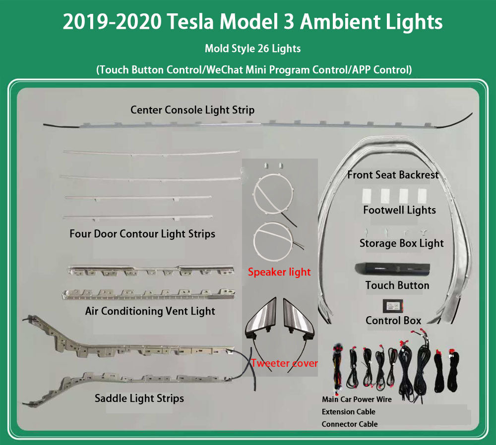 CarAktis LED Symphony Ambient Lighting Kit For Tesla Model 3 2019-2020 Interior Light Accessories