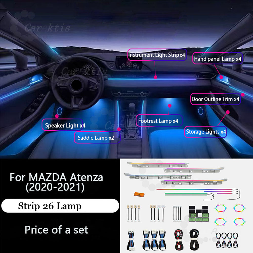 CarAkits LED Ambient Light For MAZDA Atenza 2020-2021 Dedicated Button Control Front Dashboard Strip Light