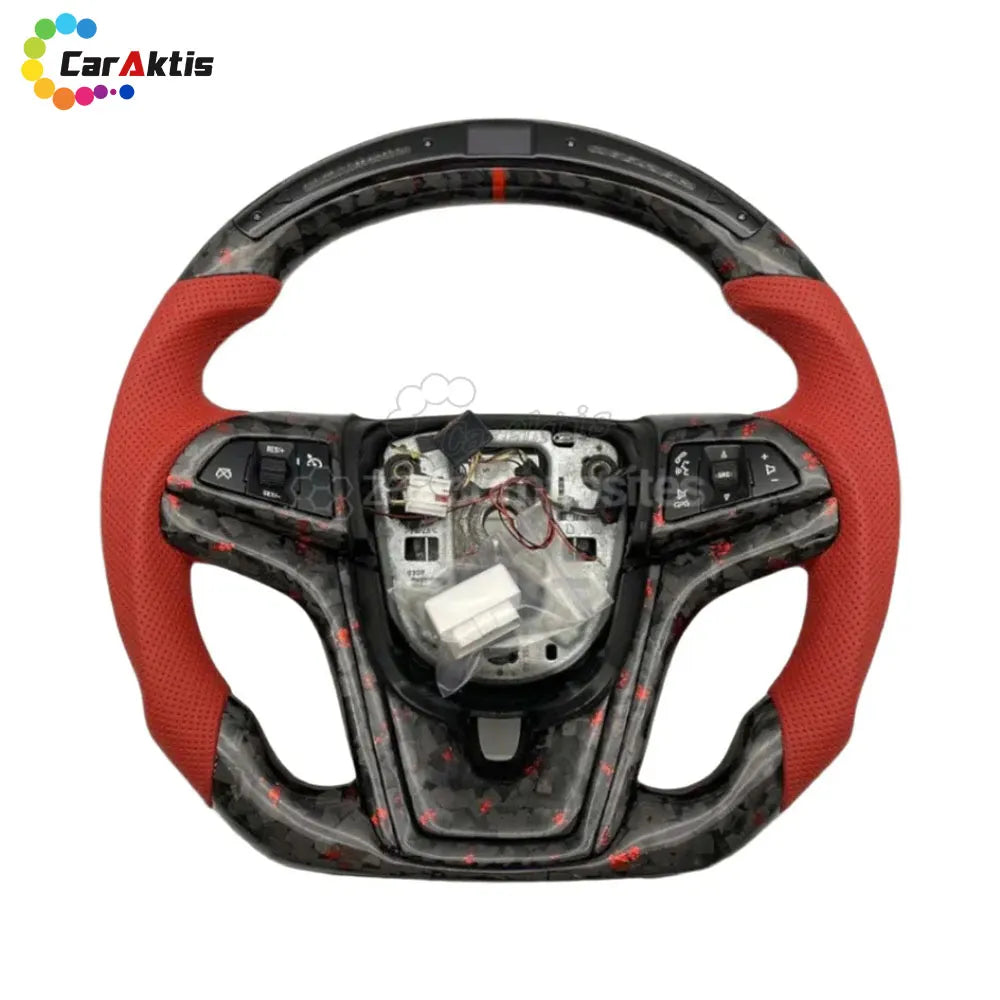 Custom Camaro steering wheel featuring an integrated LED RPM shift light display and carbon fiber.