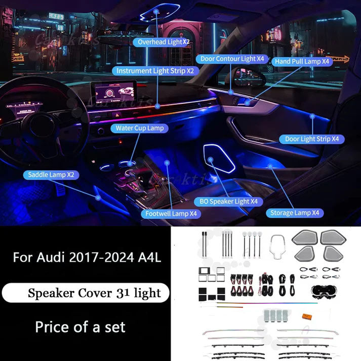 CarAkits Dynamic Ambient Light Kit For Audi A4 2017-2024  Atmosphere Lamp Interior Lighting Modification