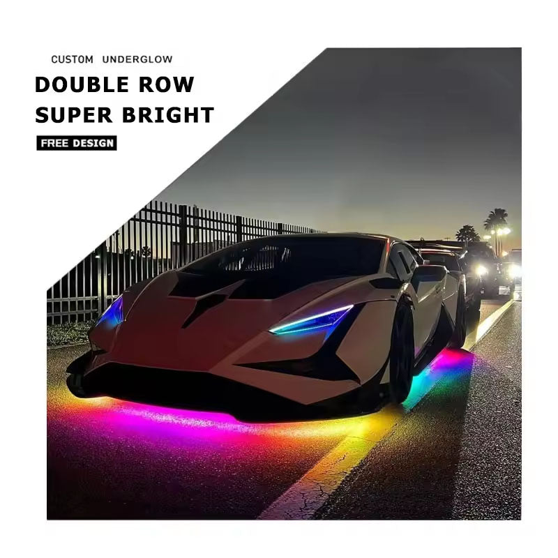 Car Underglow Flexible Strip LED Remote /APP Control RGB LED Strip Under Automobile Chassis Tube Underbody System Neon Light