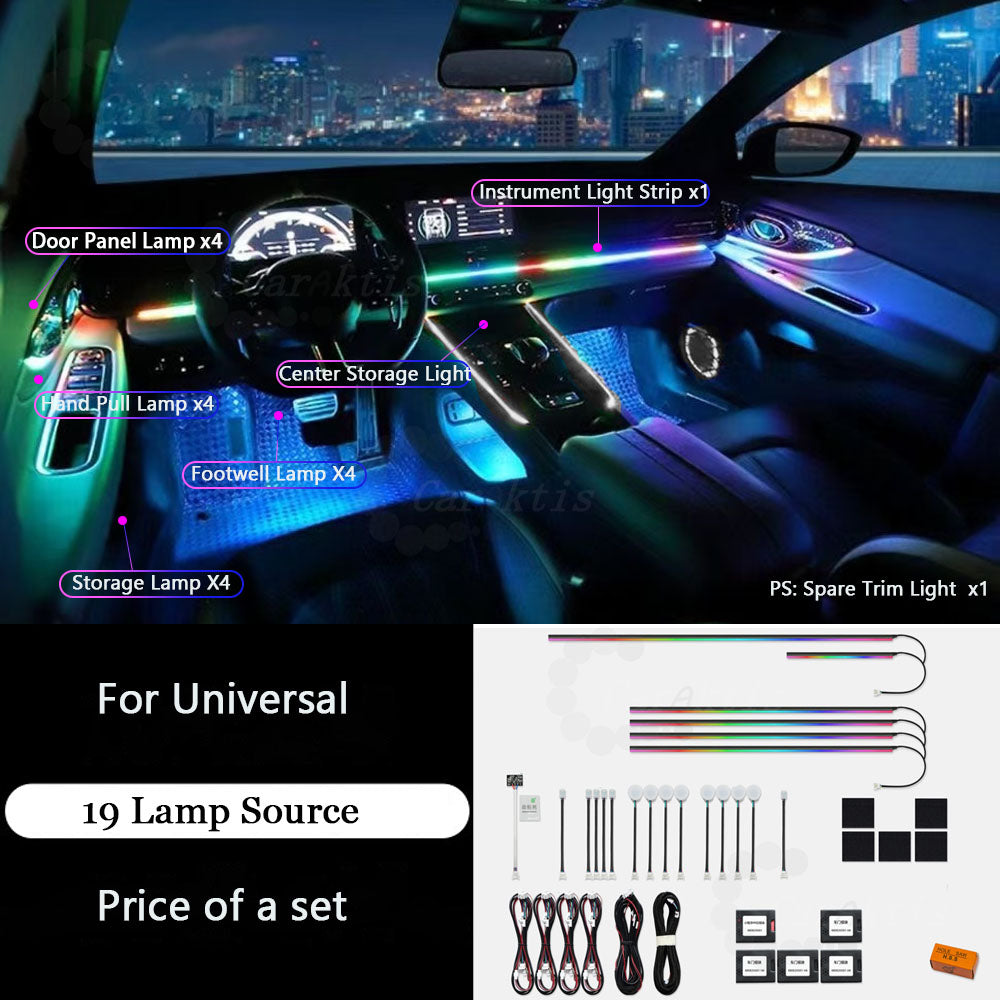 Caraktis 64 Color RGB Dynamic Symphony Car Ambient Light Interior Guide LED Strip Light Decoration Atmosphere Lamp