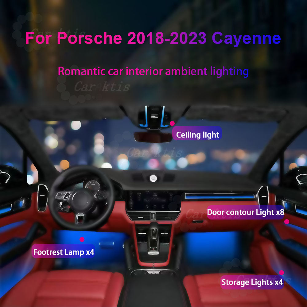 CarAkits Ambient Lighting LED Trim Panel For Porsche Cayenne 2018-2023 Interior Environment Atmosphere Light