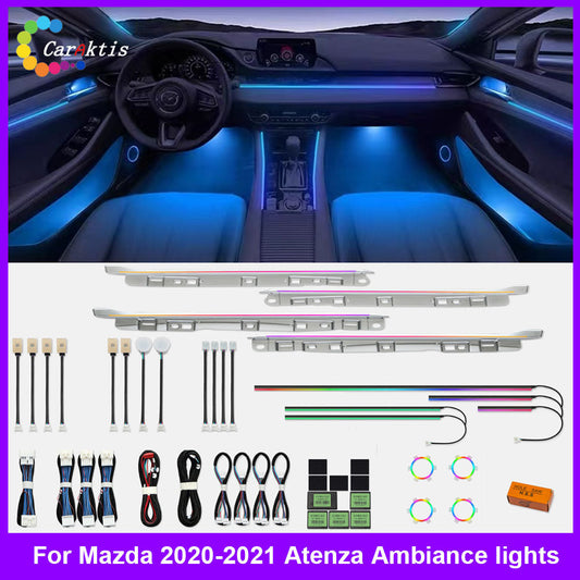 CarAkits LED Ambient Light For MAZDA Atenza 2020-2021 Dedicated Button Control Front Dashboard Strip Light
