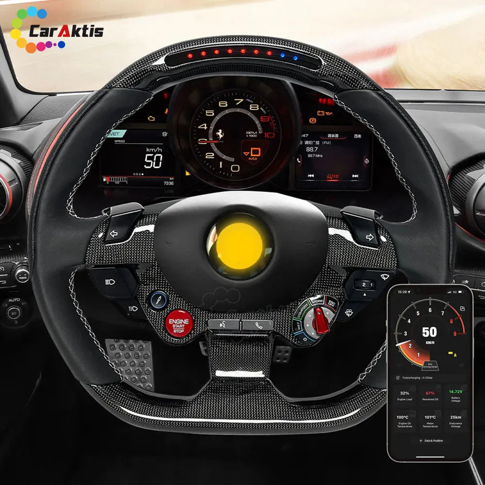 ferrari 458 488 f12 custom carbon fiber led steering wheel