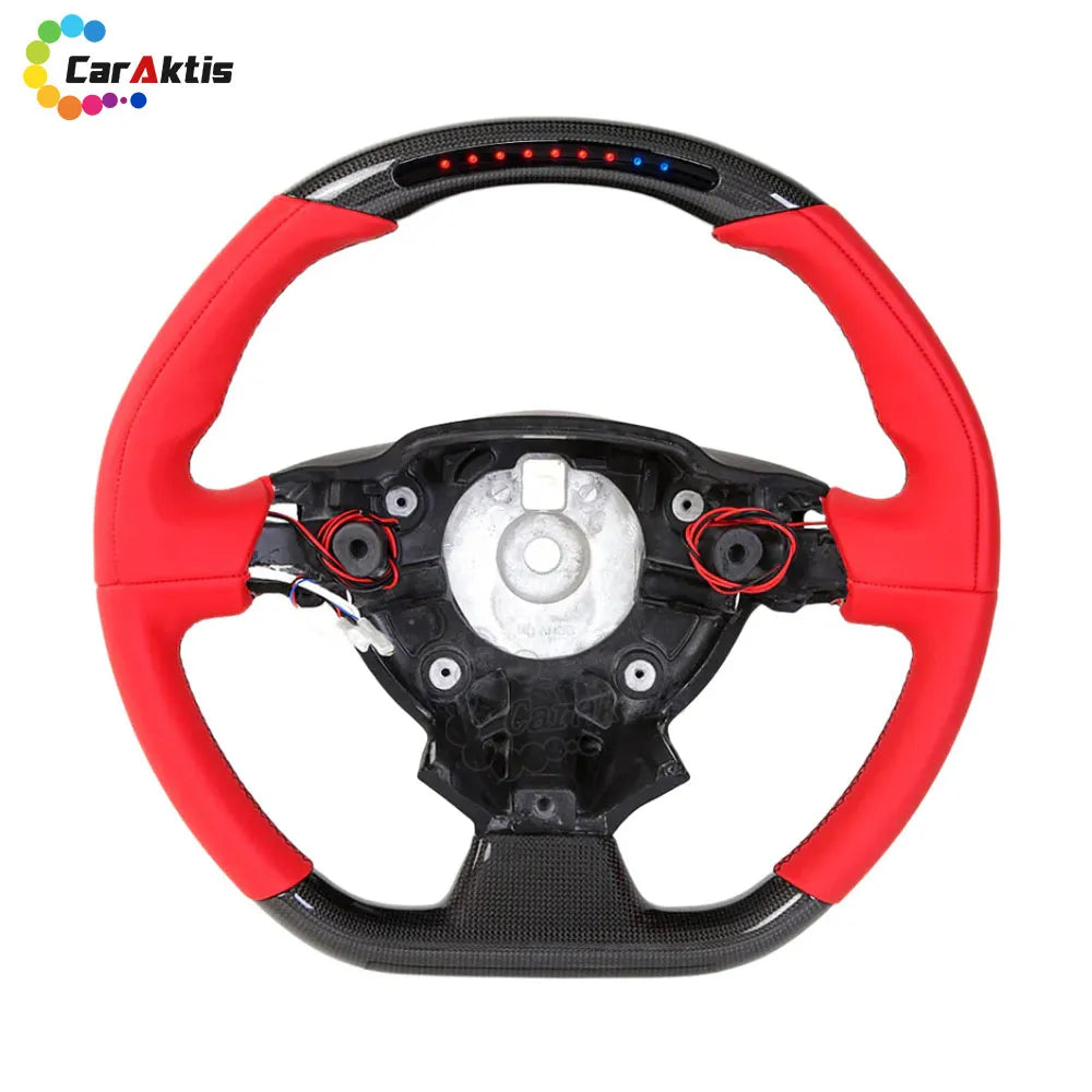 ferrari custom steering wheel red leather carbon led