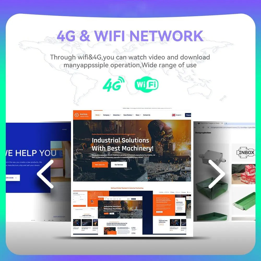 Android car stereo supporting 4G LTE and WiFi network connection for web browsing and downloading apps.